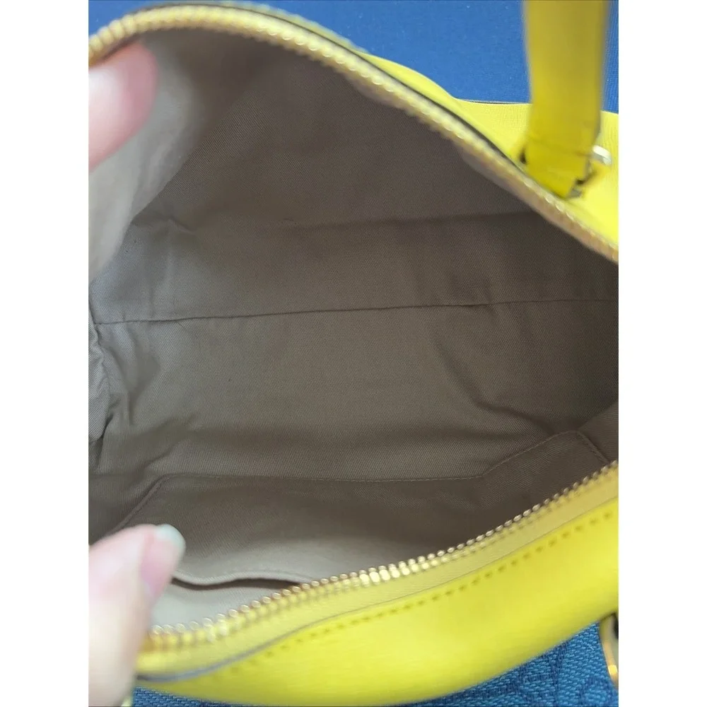 Coach Saffiano Leather Mini Satchel Handbag Yellow W/ Hangtag Double Straps